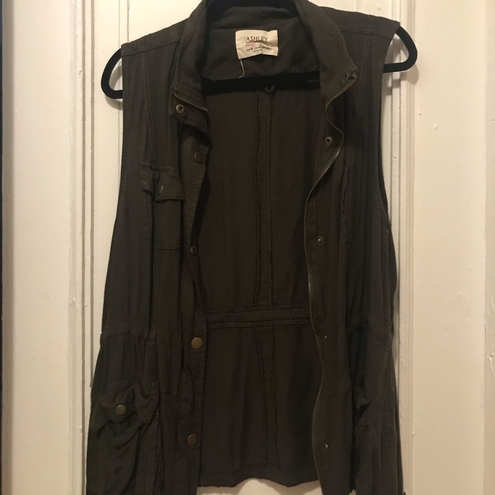 Olive green utility vest